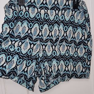 Wildfox Blue and White Patterned High Waist Shorts